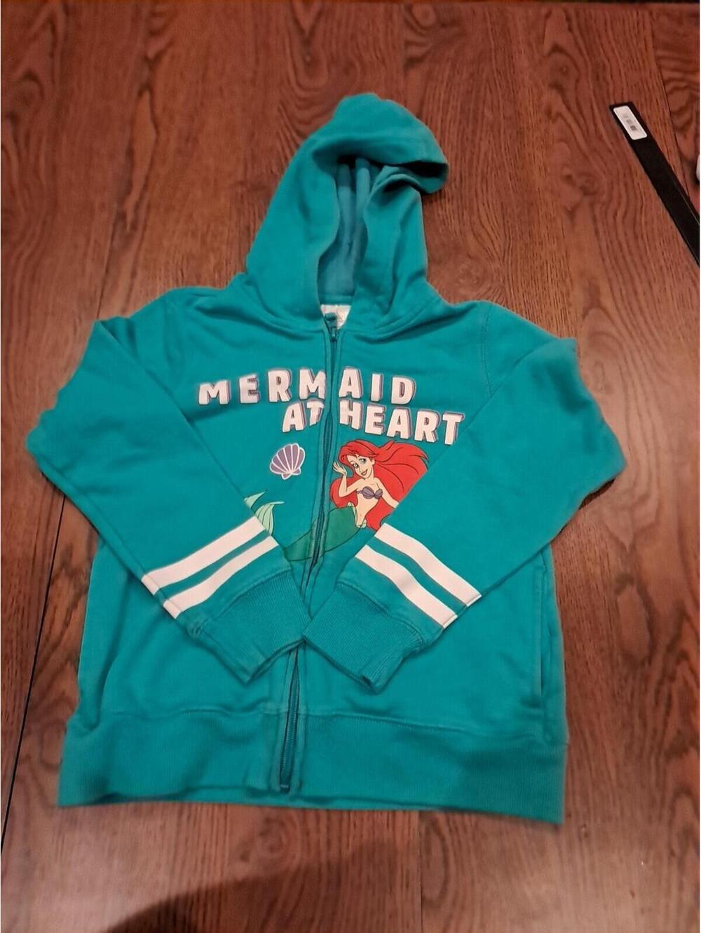 Mermaid At Heart Girls Teal Zip-Up Hoodie